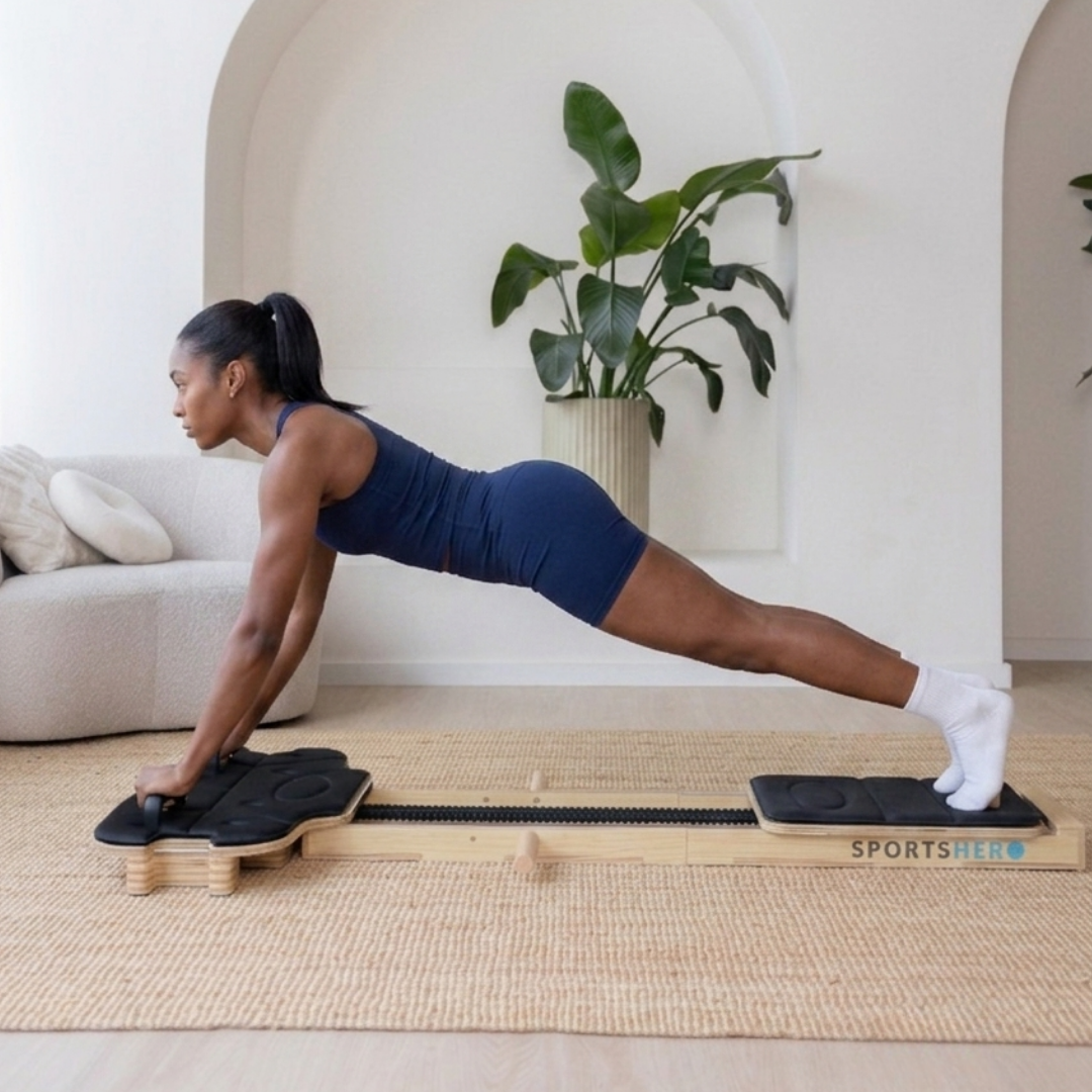Uit de oefengids: de reformer plank voor core en stabiliteit.
